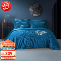 富安娜 FUANNA 床上四件套60支长绒棉国风素绣套件双人床单被套 月华宫阙 1.2米床-三件套(被套152*210cm)