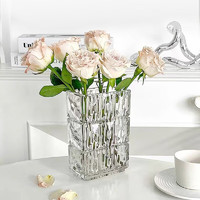 极度空间 玻璃花瓶客厅桌面装饰摆件水培插花透明玻璃花瓶卢索透明款