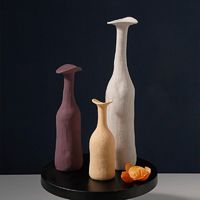 BHM 貝漢美 莫蘭迪粗陶花瓶擺件簡約藝術玄關北歐插花陶瓷家居裝飾品