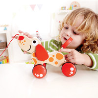 88VIP：Hape 拖拉狗百變造型兒童益智玩具1歲+寶寶木制創意學步手拉小狗