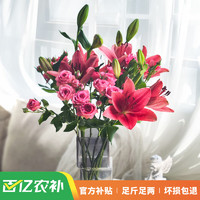 京东鲜花多头玫瑰5枝+3枝多头百合共20-30朵送家人女友源头直发