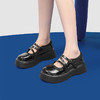 DUSTO 大东 小皮鞋新款韩版圆头细带魔术贴中跟平底女鞋0665