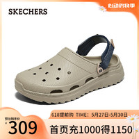 斯凯奇（Skechers）刘宇同款2024年夏季男鞋休闲洞洞鞋透气舒适外穿沙滩鞋243311 灰褐色/TPE 42