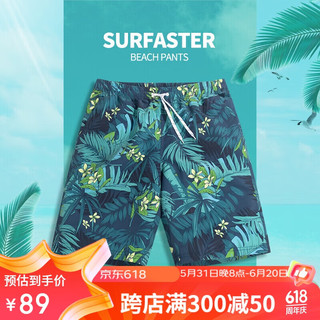 SURFASTER 速浪 男款沙滩裤温泉速干可下水泳裤 丛林花语（内衬款）L