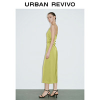 URBAN REVIVO 女气质魅力收褶链条装饰吊带连衣裙 UWG740110 黄绿 XS