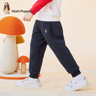 暇步士（Hush Puppies）童装男小童冬装简约舒适加厚裤子 钻石黑 130cm