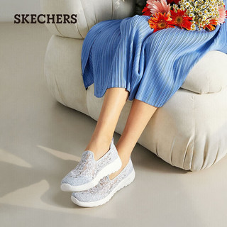 斯凯奇（SKECHERS）夏季女透气软底一脚蹬健步鞋蕾丝网面懒人鞋单鞋896020-LTGY 浅灰色/LTGY 39.5