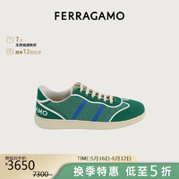 菲拉格慕（Ferragamo）男士深亮绿色高科技织物低帮休闲鞋 0769340_M  _100 