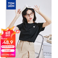 唐狮 TONLION2024女三防简约甜美爱心短袖T恤TB 黑 色 L