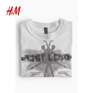 H&M2024夏季女装时尚休闲百搭柔软棉质汗布印花T恤1198432 浅灰色/芭蕾舞演员 155/80 XS