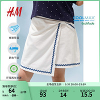 H&M童装女童半身裙2024夏季凉感COOLMAX围裹式短裙裤1242731 白色 150/66
