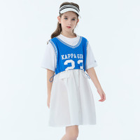 Kappa Kids卡帕儿童女童夏季套装裙子柔软舒适学院风中大童 蓝色   120