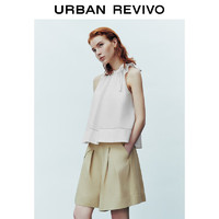 UR2024夏季新款女装时尚气质撞色缝线系带罩衫衬衫UWU240051 本白 M