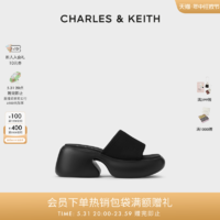 CHARLES & KEITH CHARLES&KEITH24;夏季新款CK1-80360150厚底缎面外穿一字带拖鞋女
