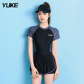 YUKE 羽克 泳衣女款2024连体游泳馆游泳衣微胖女孩遮肉大码竞速泳装