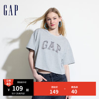 20点开始：Gap 盖璞 2024夏季新款精梳棉牛仔logo短款短袖T恤宽松上衣496354