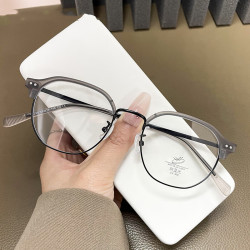 erilles大脸显瘦韩版潮素颜眼镜架砂灰黑框161非球面镜片