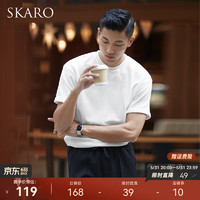 圆领T恤：SKARO 短袖男夏季白色休闲百搭打底半袖