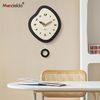 Mandelda 免打孔现代简约摇摆挂钟法式艺术奶油风创意墙面静音时钟