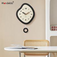 Mandelda 免打孔现代简约摇摆挂钟法式艺术奶油风创意墙面静音时钟