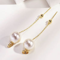 TMOWO 925银珍珠耳环女新款潮气质链条耳饰高级感