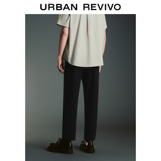 URBAN REVIVO 男装时尚设计感金属扣腰带萝卜裤UMF640052 正黑 29