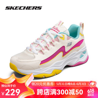 斯凯奇（Skechers）女鞋2024春季时尚闪电熊猫鞋女款低帮运动鞋休闲厚底老爹鞋 024-自然色/多彩色 36