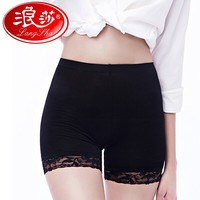 浪莎3件装裤女春夏保险裤打底裤薄款棉透气无痕四角平角内裤女 黑色 三件装【蕾丝边】 均码 70-140斤适合