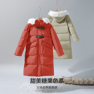 森马（Semir）羽绒服女长款毛领连帽防风防雨厚外套慵懒风109723113004 红色调00466 M