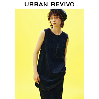 URBAN REVIVO 水果系列 女明线无袖牛仔连衣裙 UWU840067 蓝色 M