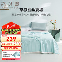 太湖雪 蚕丝夏凉被轻薄透气即刻凉感空调被可机洗薄款单双人蚕丝被子 薄荷蓝 150*210c
