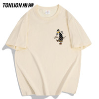 百亿补贴：TONLION 唐狮 夏季纯棉时尚男士宽松T恤街头嘻哈鸭子印花欧美休闲圆领短袖