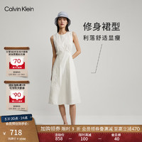 Calvin Klein Jeans夏季女士休闲气质通勤ck系带露腰刺绣无袖连衣裙J221175 YBH-月光白 M