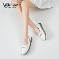 Walker Shop女鞋2024女士豆豆鞋女休闲乐福鞋女浅口单鞋子女C141009 白色 37 