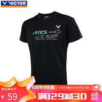 威克多（VICTOR）胜利羽毛球服短袖T-39004C黑色 透气款 M 