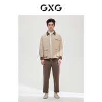GXG 男装 商场同款极简系列卡其色撞色夹克外套 2022年冬季新品