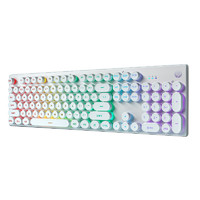 HP 惠普 彩虹键盘鼠标套装机械手感有线笔记本电脑圆键可爱女生办公