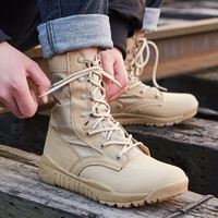 CQB.FURY高帮作战靴超轻户外鞋男登山鞋防滑耐磨战术靴沙漠靴 沙色 43