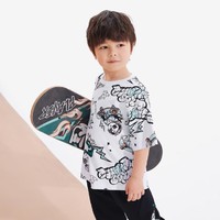 ANTA 安踏 甲壳盾抗菌|男童T恤短袖舒适透气小童短T熊猫印花休闲夏季