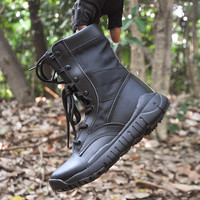 CQB.FURY高帮作战靴超轻户外鞋男登山鞋防滑耐磨战术靴沙漠靴 黑皮细带 39
