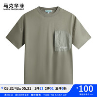 马克华菲【拼接口袋】亲肤透气短袖T恤男士24夏舒适休闲百搭潮流短袖上衣 211灰绿 M