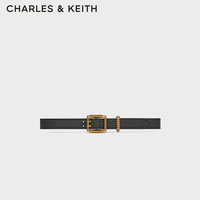 CHARLES & KEITH CHARLES&KEITH配饰CK4-42250229金属方扣饰女士纯色腰带（Black黑色--M）