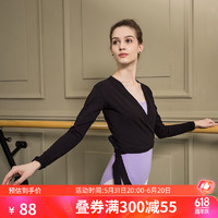 SANSHA 三沙 舞蹈练功服女体操外套长袖上衣芭蕾服棉 D410C 黑色 S
