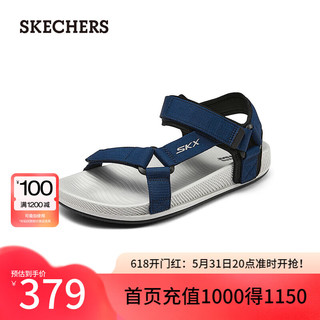 斯凯奇（Skechers）2024年夏季男鞋休闲凉鞋舒适透气外穿沙滩鞋229136 海军蓝色/灰色/NVGY 41