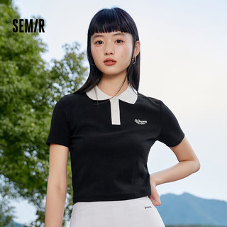 森马（Semir）【夏日T恤合辑】短袖T恤女中长款满印夏印花落肩上衣宽松显瘦潮流 H款美式复古-黑色90001 170/92A/XL