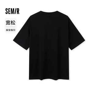 森马（Semir）【夏日T恤合辑】短袖T恤女中长款满印夏印花落肩上衣宽松显瘦潮流 L款晕染星星-黑色90001 150/76A/XS