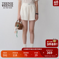 Teenie Weenie小熊2024年夏季蕾丝休闲短裤少女感温柔风森系女 乳白色 160/S