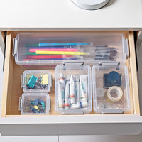 emc 亿美家品 透明收纳盒桌面杂物零食玩具收纳箱塑料小号带盖储物盒迷你小盒子