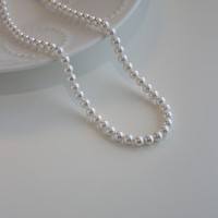 法式慵懶素珍珠項鏈女小眾高級感氣質百搭鎖骨鏈