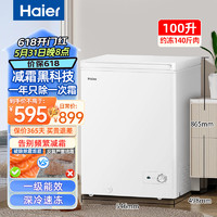 Haier 海爾 冰柜家用小型100/200/300升商用大容量一級能效省電臥式冷柜全冷凍柜 100升一級能效